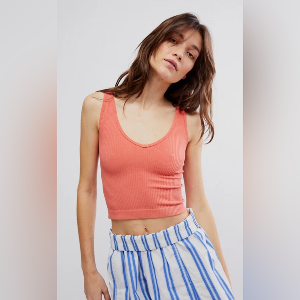 Coral Ribbed Tank Top